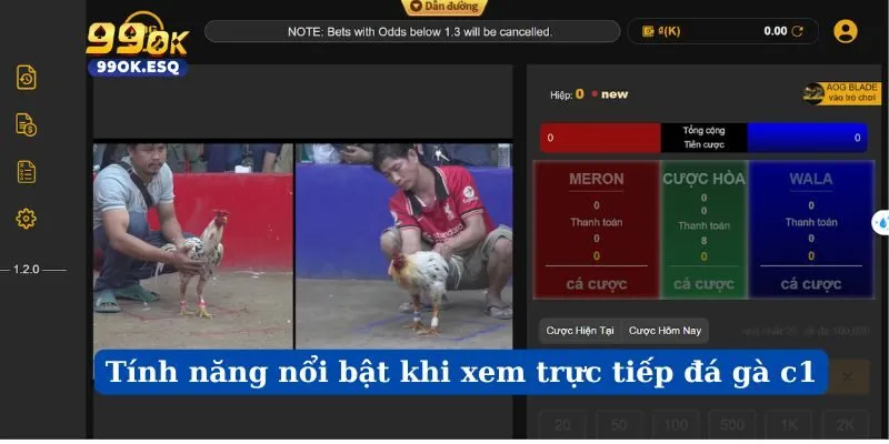Tính năng nổi bật khi xem trực tiếp đá gà c1